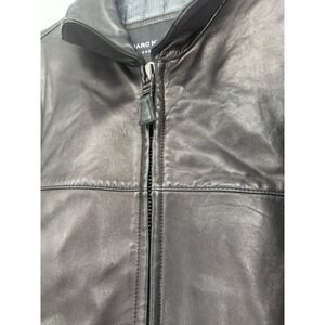 Marc New York Andrew Marc Mens Black Leather Full Zip Quilted Lined Jacket